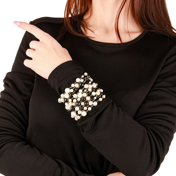 ROSANTICA MILANO BLACK, GOLD, WHITE EVENING NECKLACE | WOMENS - Picture 3 of 4